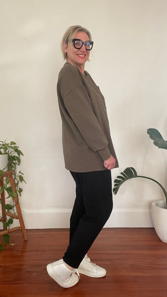Patch pocket Sweat Khaki