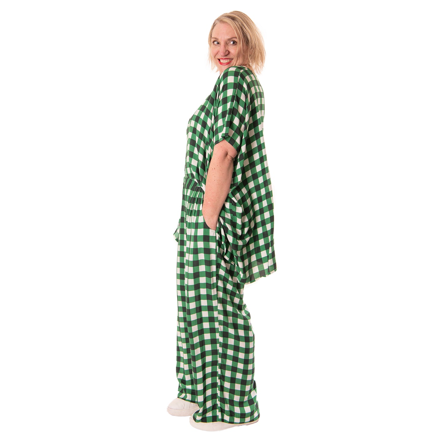 Curve top Green Gingham