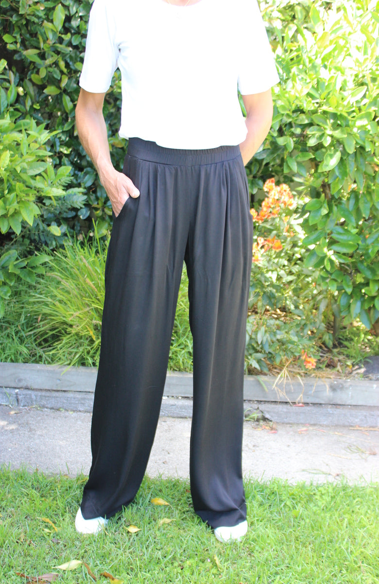 Dotti Satin Wide leg pant - black