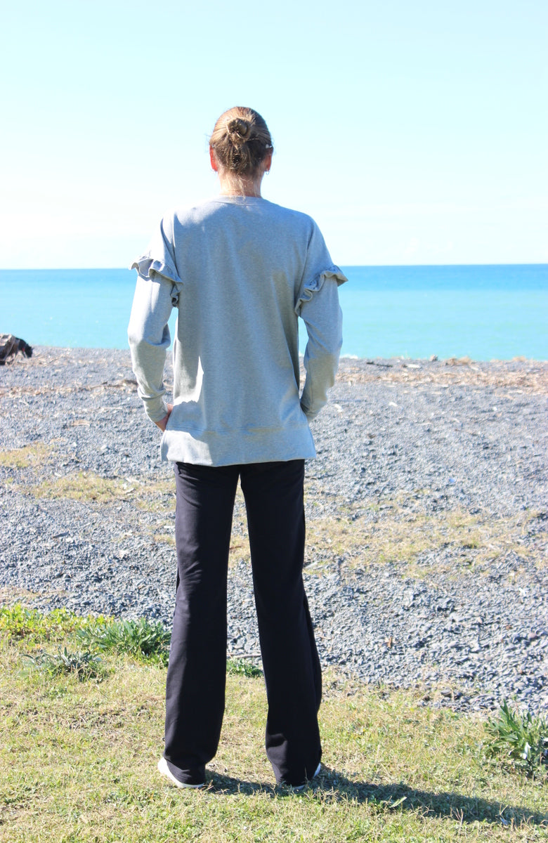 Frill sweat grey marle