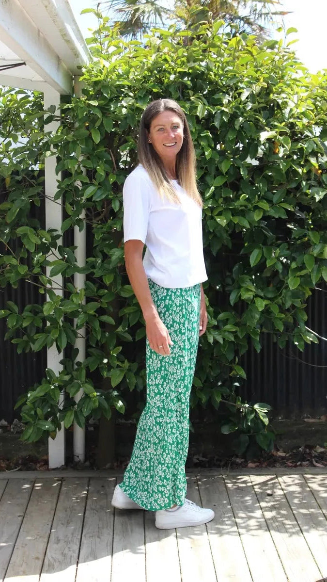 Bias cut skirt - green floral