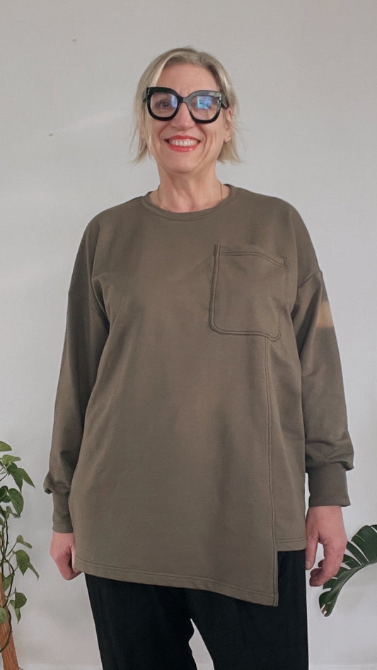 Patch pocket Sweat Khaki