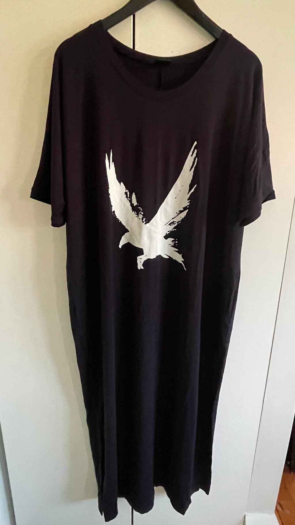 Tee Dress Navy - Raven print