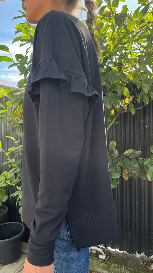 Frill sweat Black