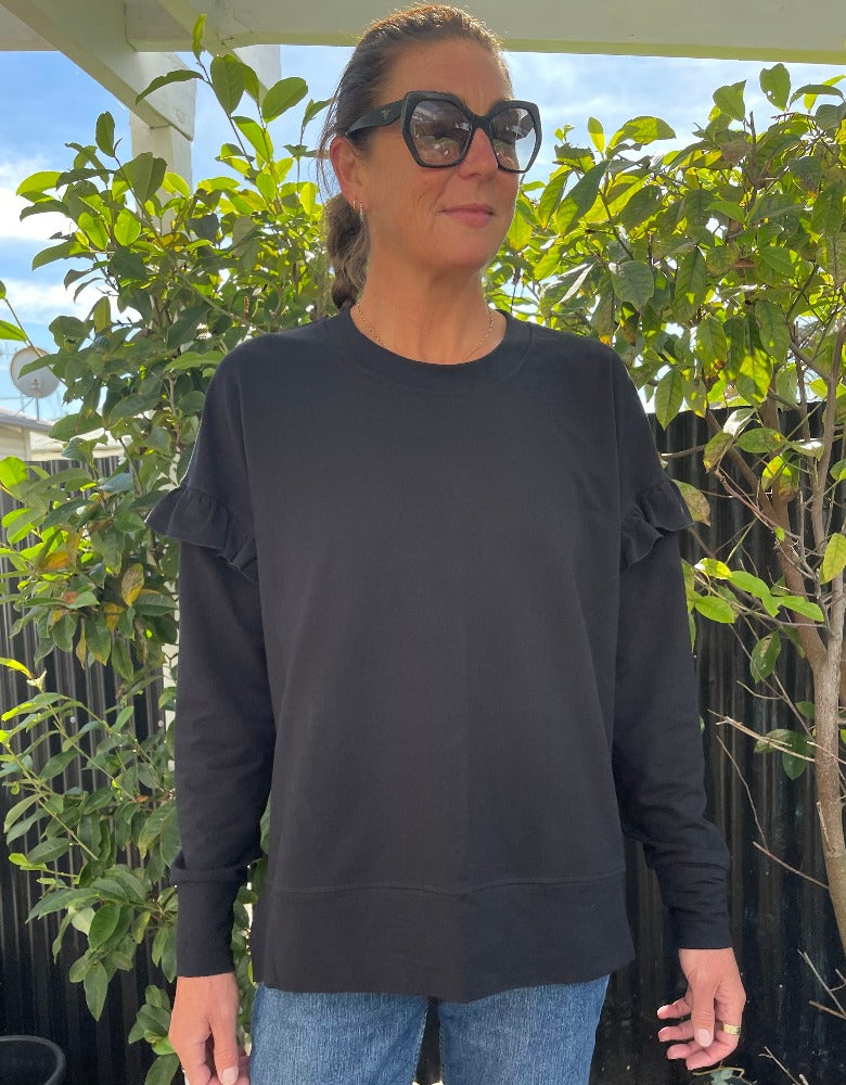 Frill sweat Black