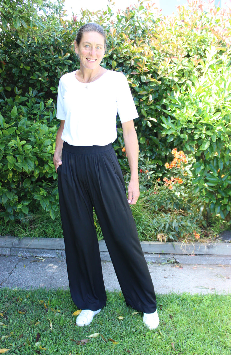 Dotti Satin Wide leg pant - black