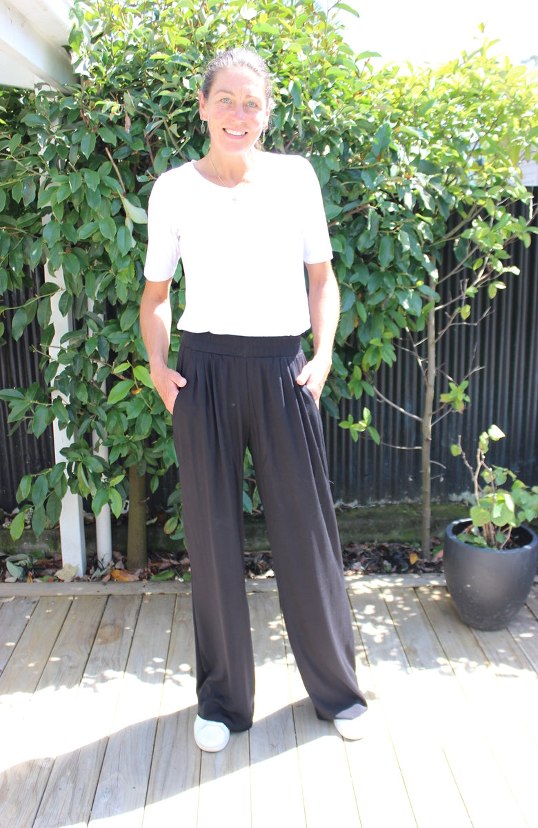 Dotti Satin Wide leg pant - black