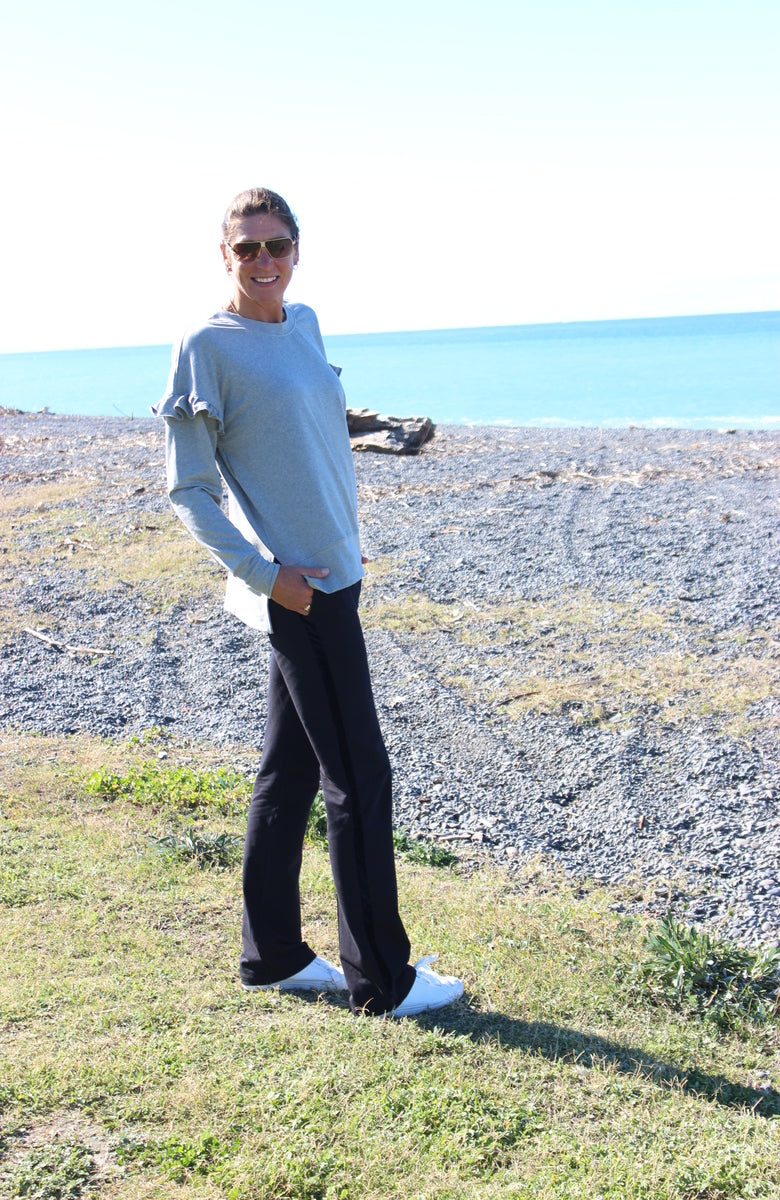 Frill sweat grey marle