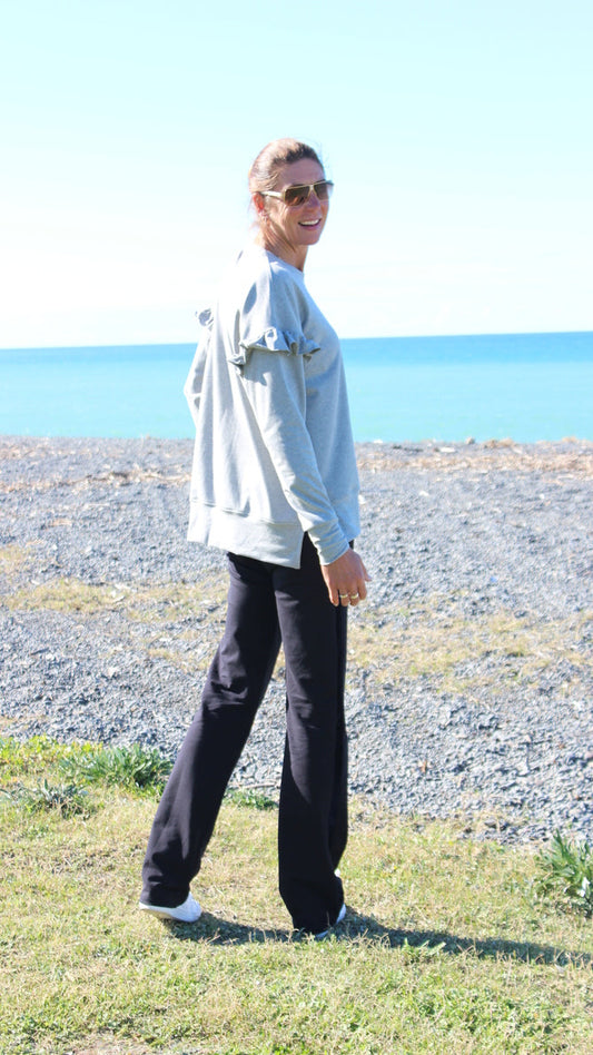 Frill sweat grey marle