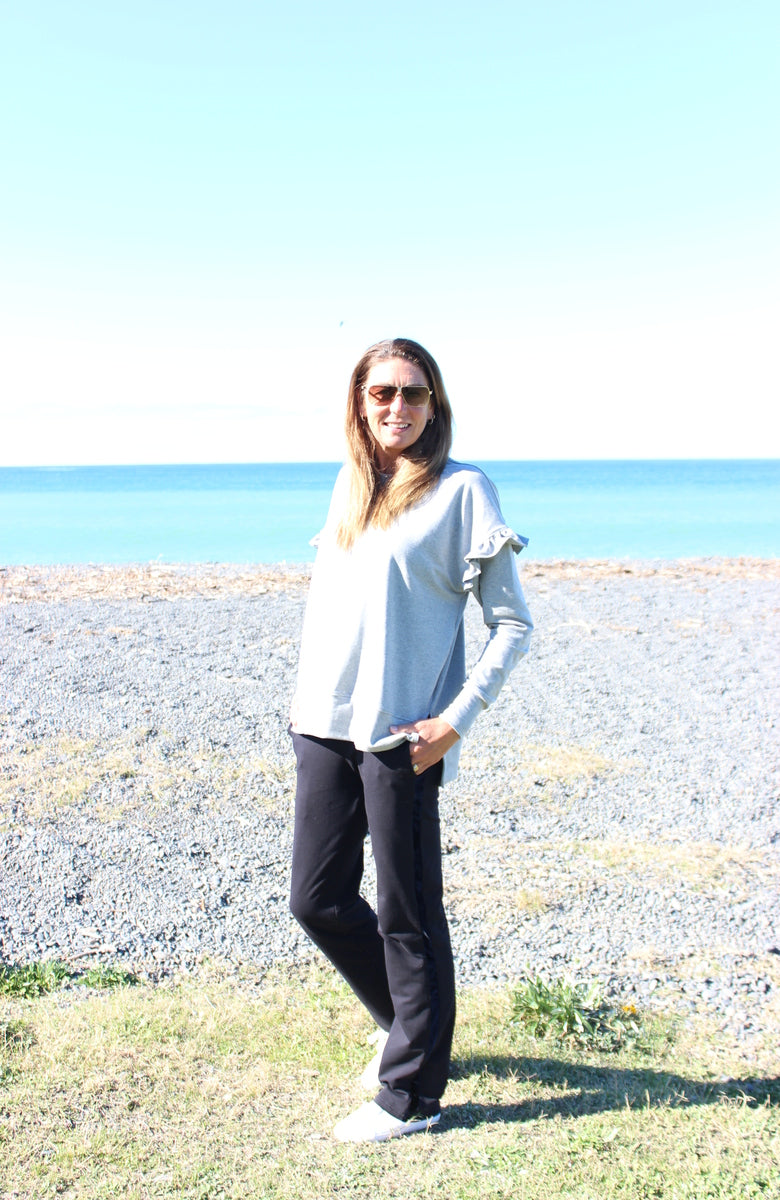 Frill sweat grey marle