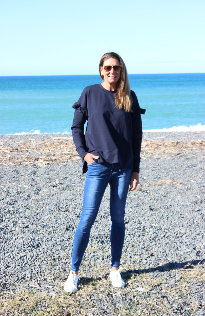 Frill sweat navy