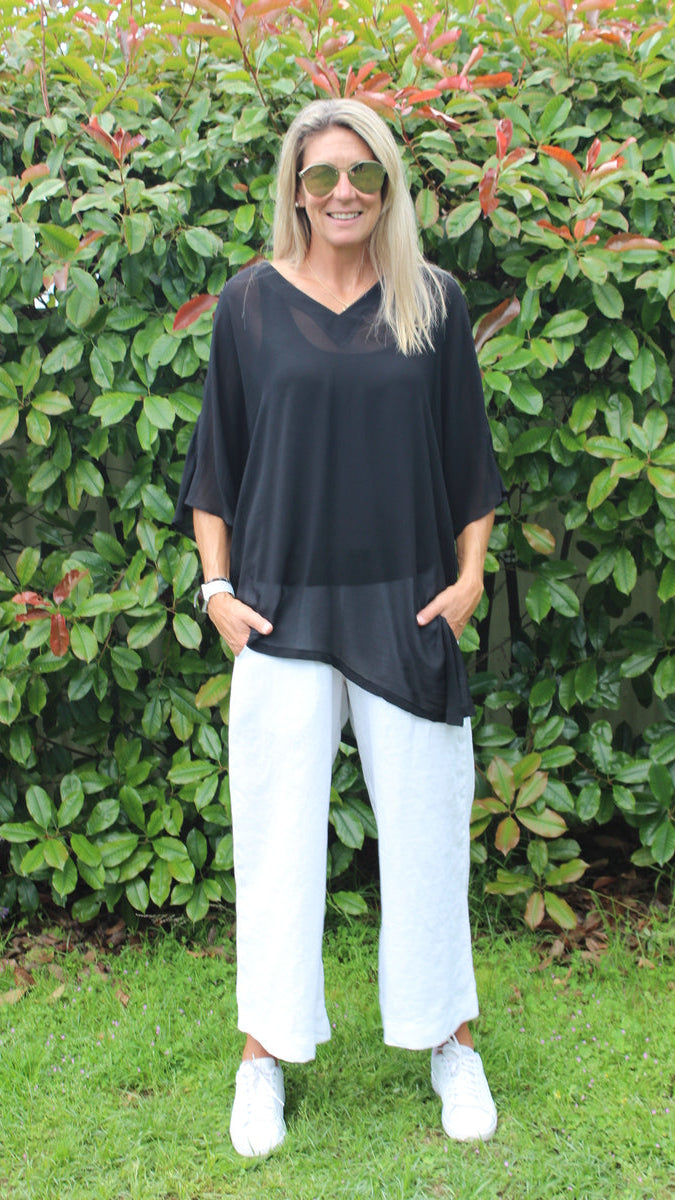 Linen Wide leg 7/8 pant - White