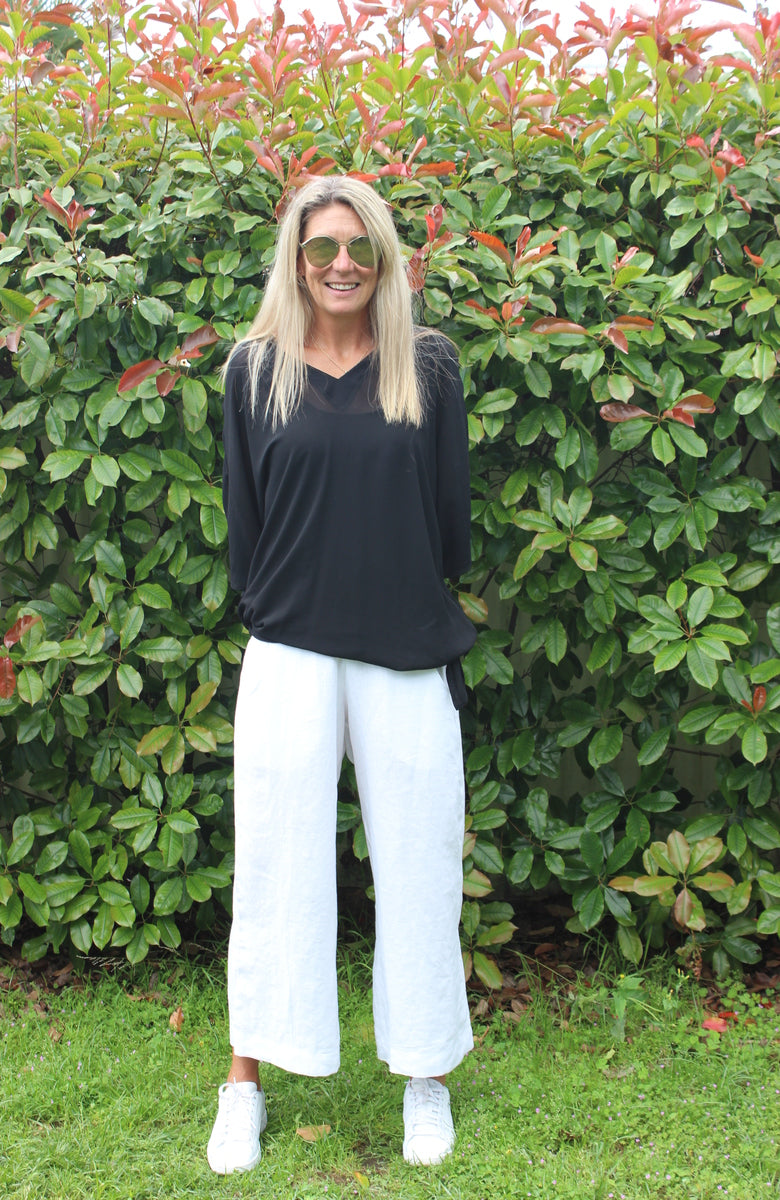 Linen Wide leg 7/8 pant - White