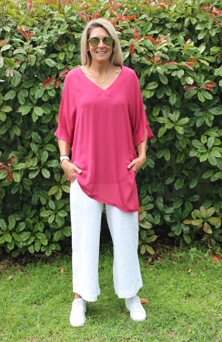 Linen Wide leg 7/8 pant - White