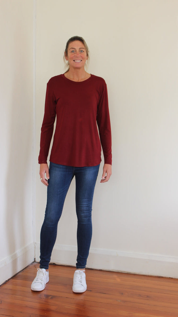 Elle long sleeve tee - Wine