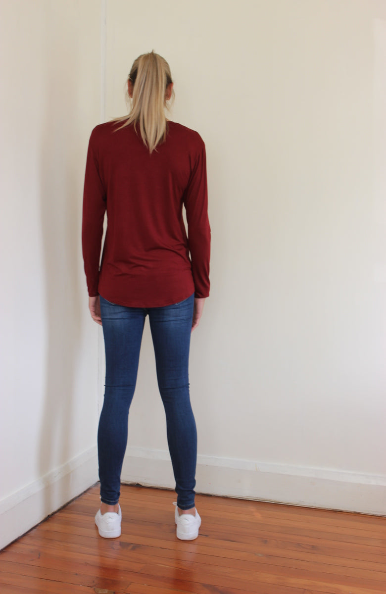 Elle long sleeve tee - Wine